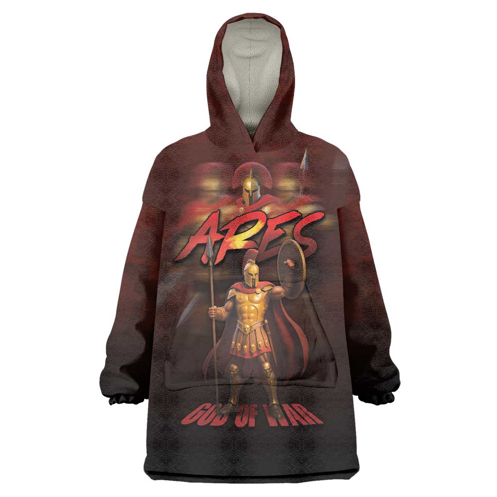 Ancient Greek Ares Wearable Blanket Hoodie God Of War And Courage - Wonder Print Shop