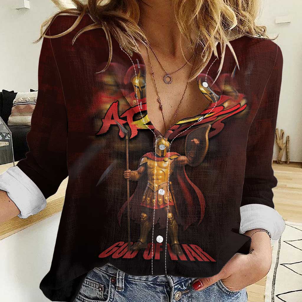 Ancient Greek Ares Women Casual Shirt God Of War And Courage - Wonder Print Shop
