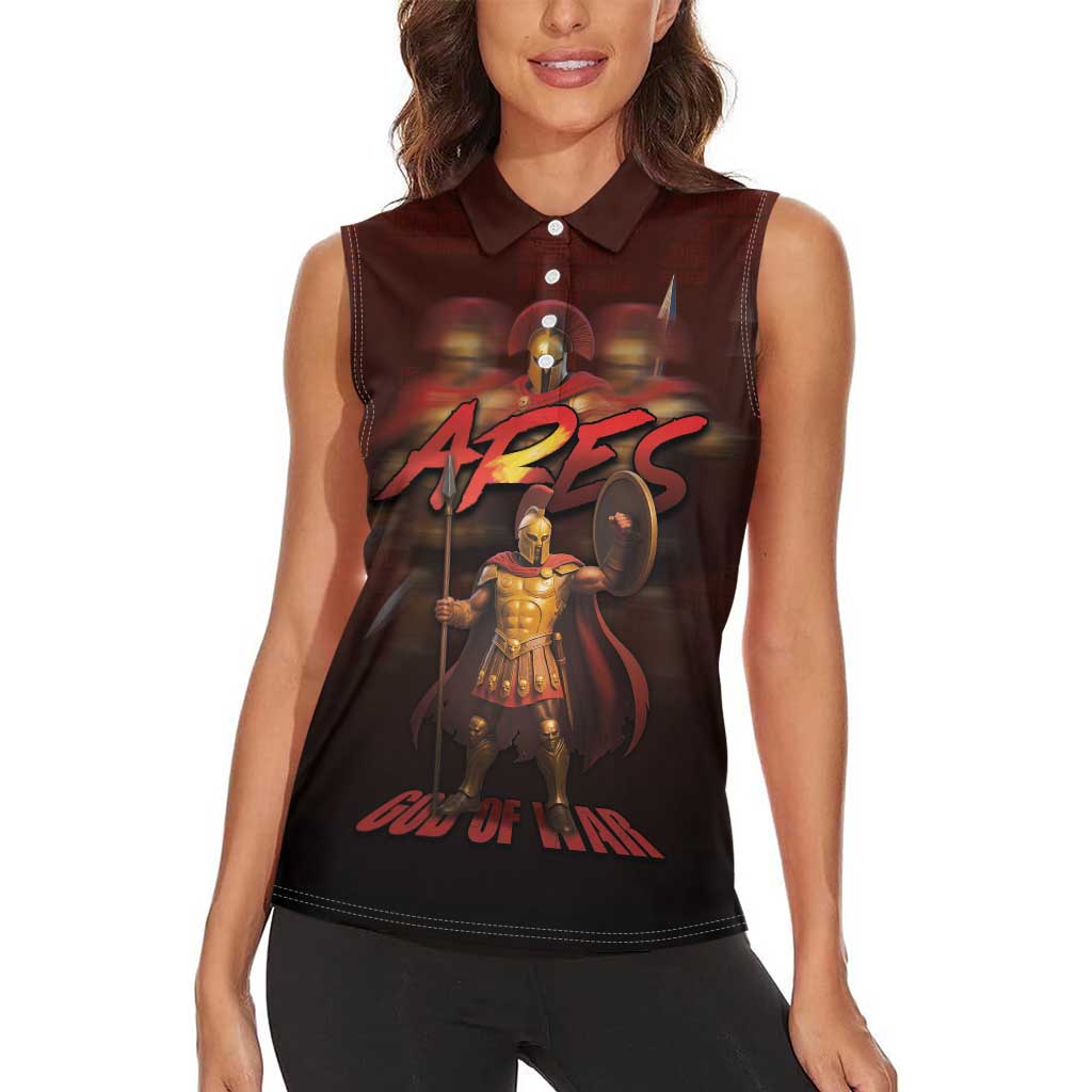 Ancient Greek Ares Women Sleeveless Polo Shirt God Of War And Courage - Wonder Print Shop