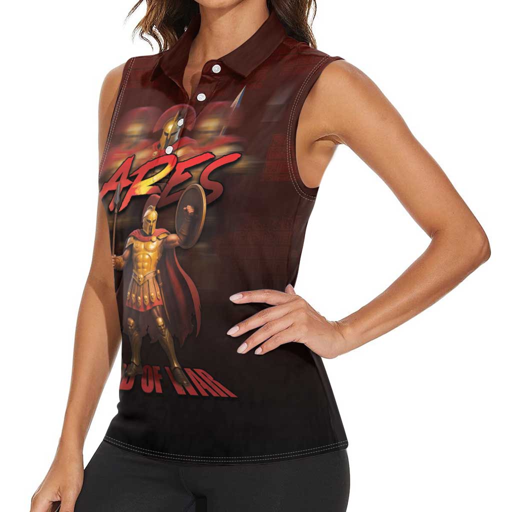 Ancient Greek Ares Women Sleeveless Polo Shirt God Of War And Courage - Wonder Print Shop