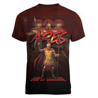 Ancient Greek Ares Women V-Neck T-Shirt God Of War And Courage - Wonder Print Shop