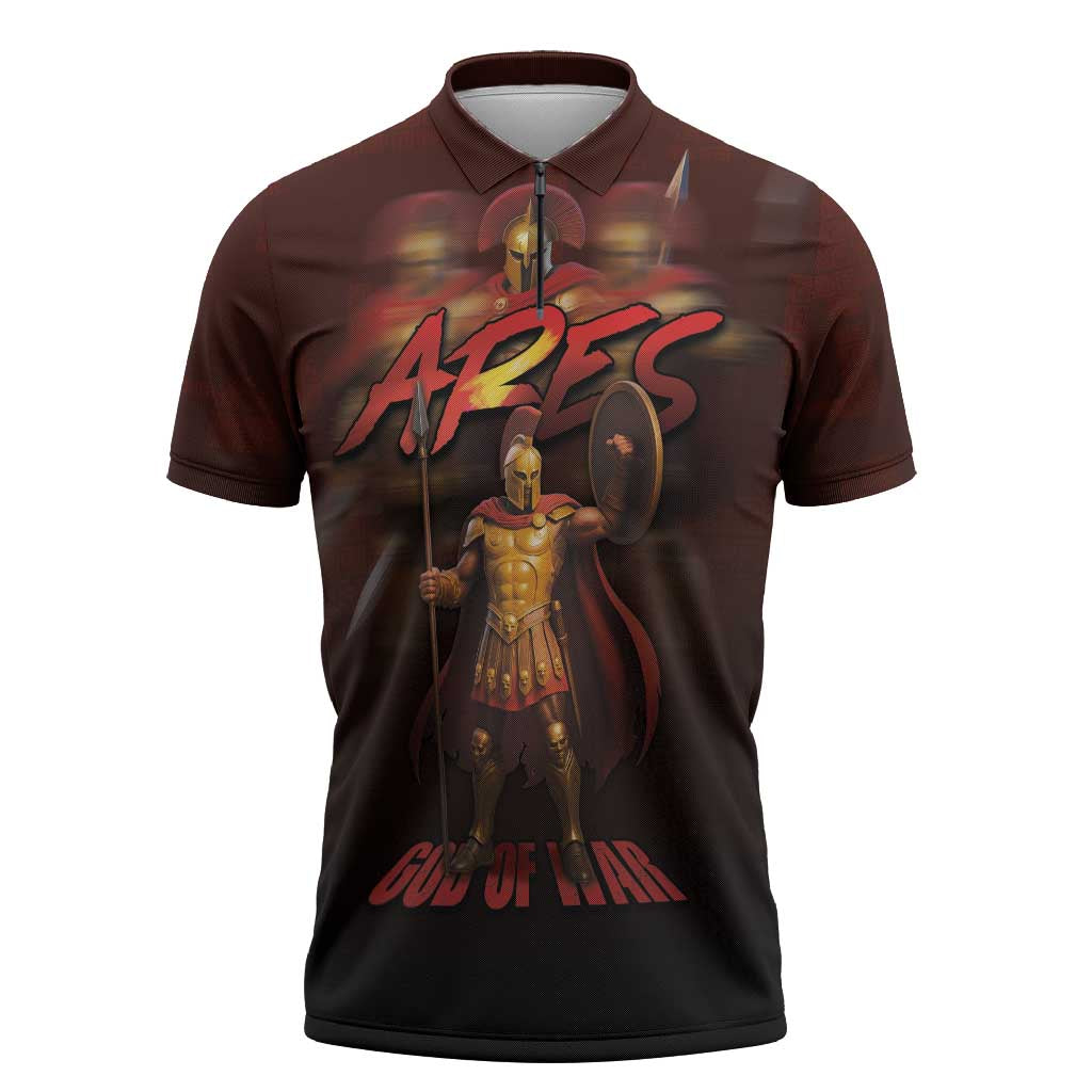 Ancient Greek Ares Zipper Polo Shirt God Of War And Courage - Wonder Print Shop