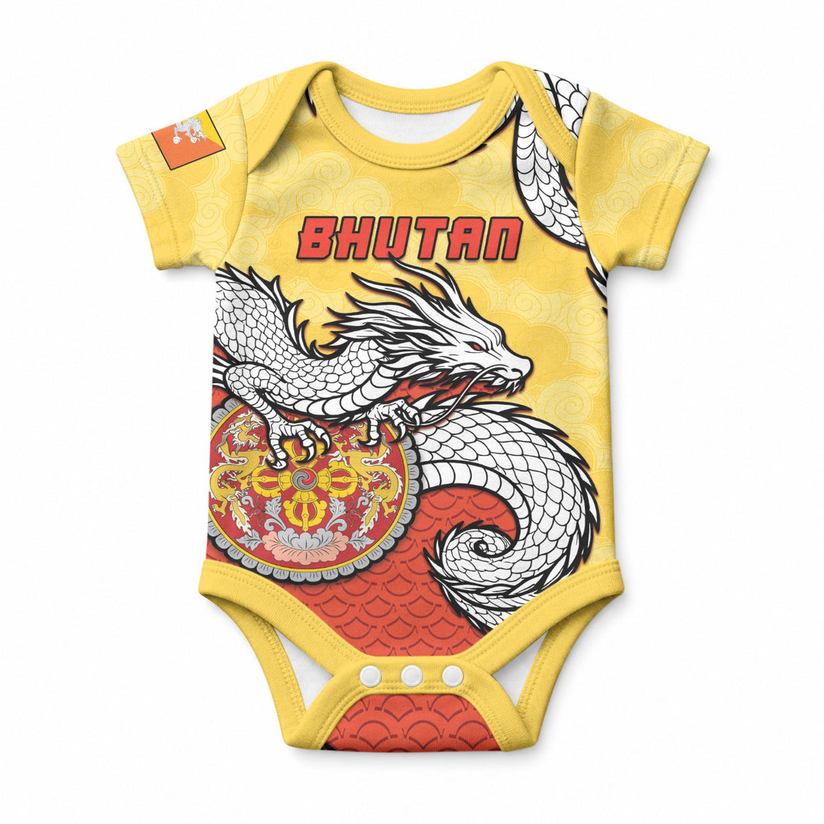 Personalized Bhutan Baby Onesie Druk Thunder Dragon Pattern
