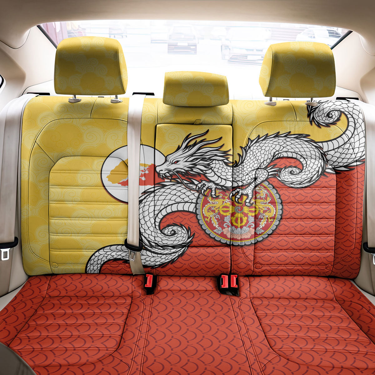 Bhutan Back Car Seat Cover Druk Thunder Dragon Pattern