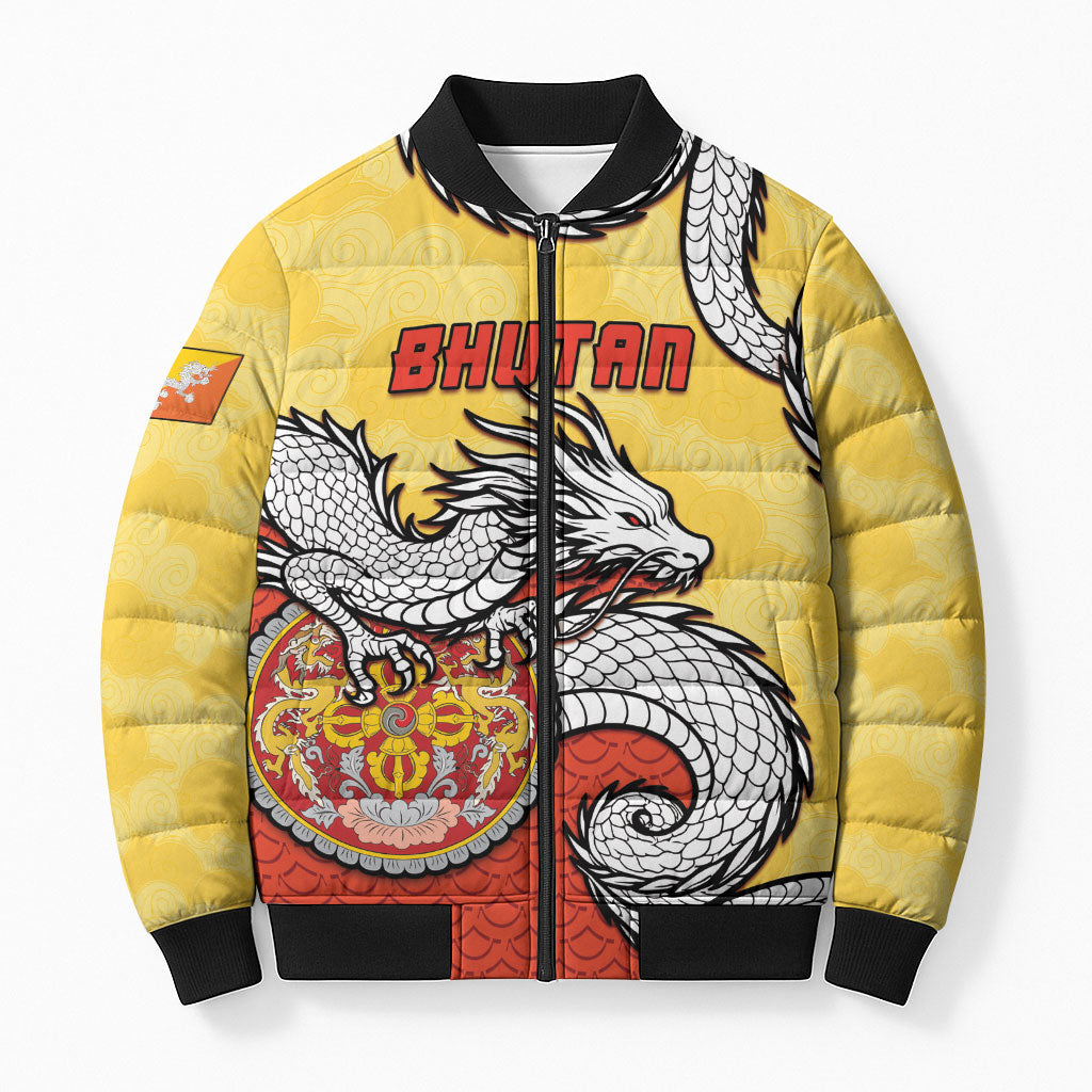 Personalized Bhutan Bomber Puffer Jacket Druk Thunder Dragon Pattern