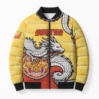 Personalized Bhutan Bomber Puffer Jacket Druk Thunder Dragon Pattern