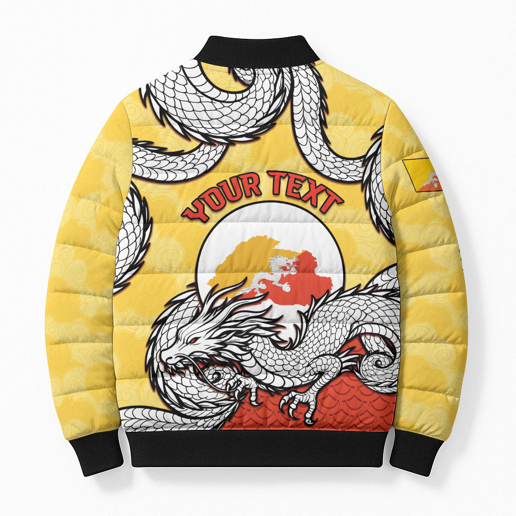 Personalized Bhutan Bomber Puffer Jacket Druk Thunder Dragon Pattern