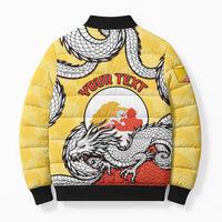 Personalized Bhutan Bomber Puffer Jacket Druk Thunder Dragon Pattern