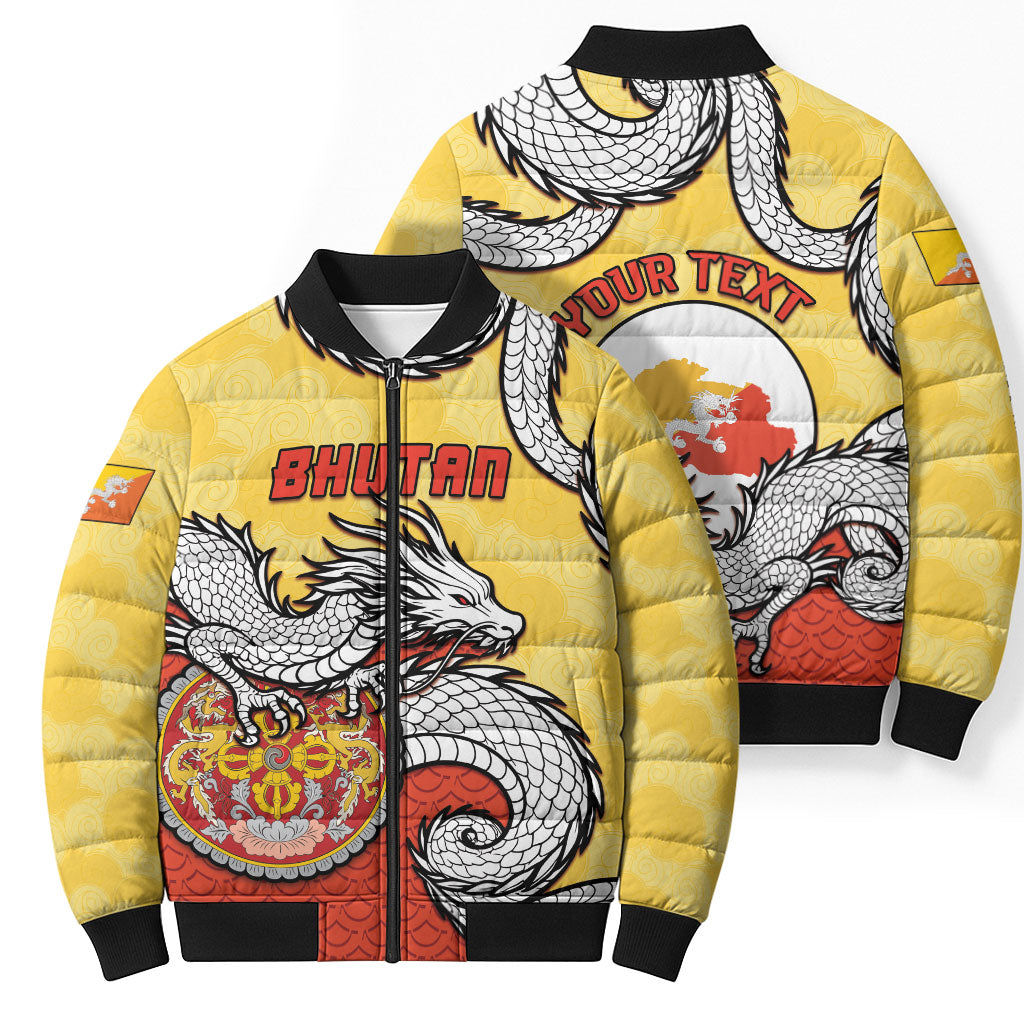 Personalized Bhutan Bomber Puffer Jacket Druk Thunder Dragon Pattern