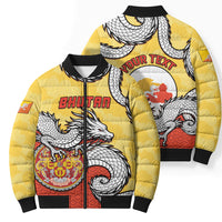 Personalized Bhutan Bomber Puffer Jacket Druk Thunder Dragon Pattern