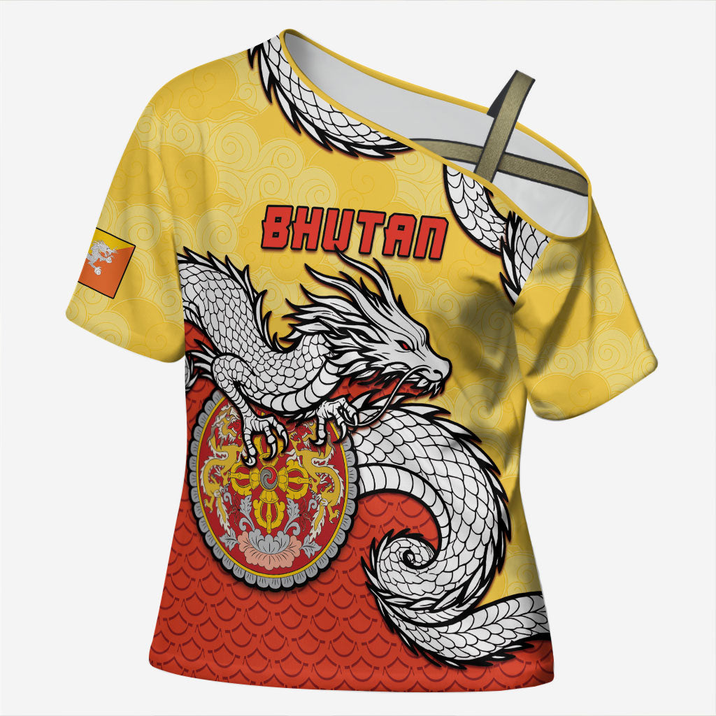 Personalized Bhutan Cross Shoulder Shirt Druk Thunder Dragon Pattern