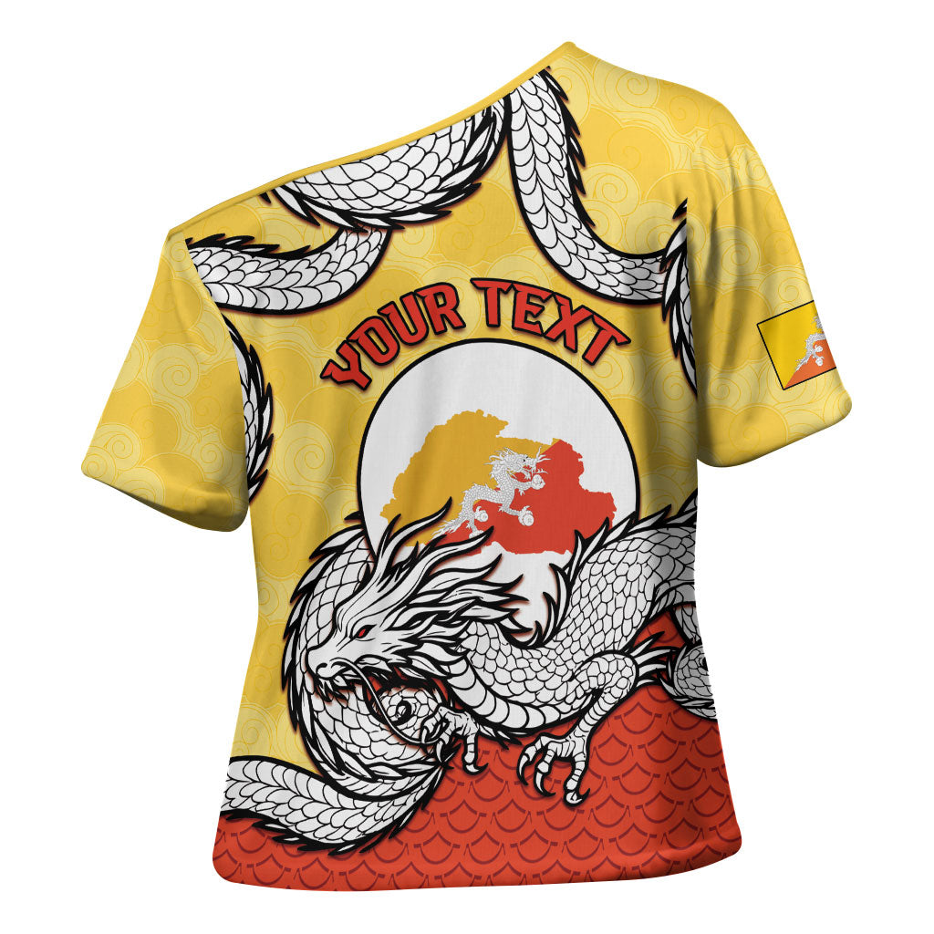 Personalized Bhutan Cross Shoulder Shirt Druk Thunder Dragon Pattern