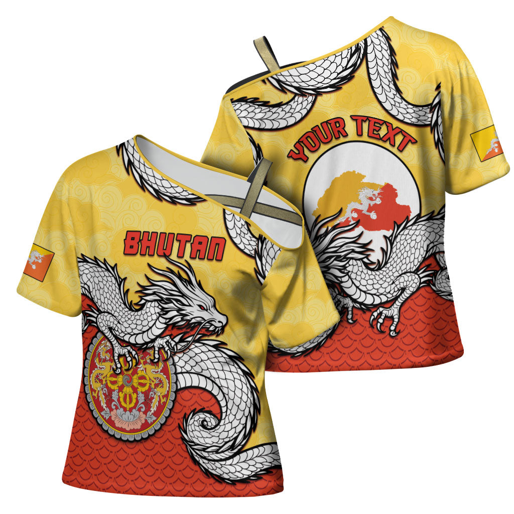 Personalized Bhutan Cross Shoulder Shirt Druk Thunder Dragon Pattern