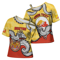 Personalized Bhutan Cross Shoulder Shirt Druk Thunder Dragon Pattern