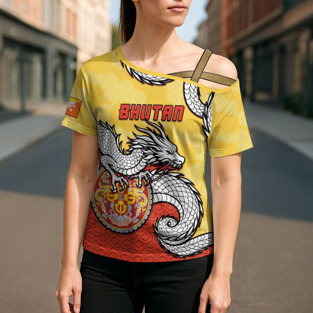 Personalized Bhutan Cross Shoulder Shirt Druk Thunder Dragon Pattern