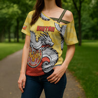 Personalized Bhutan Cross Shoulder Shirt Druk Thunder Dragon Pattern