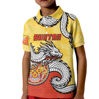Personalized Bhutan Kid Polo Shirt Druk Thunder Dragon Pattern