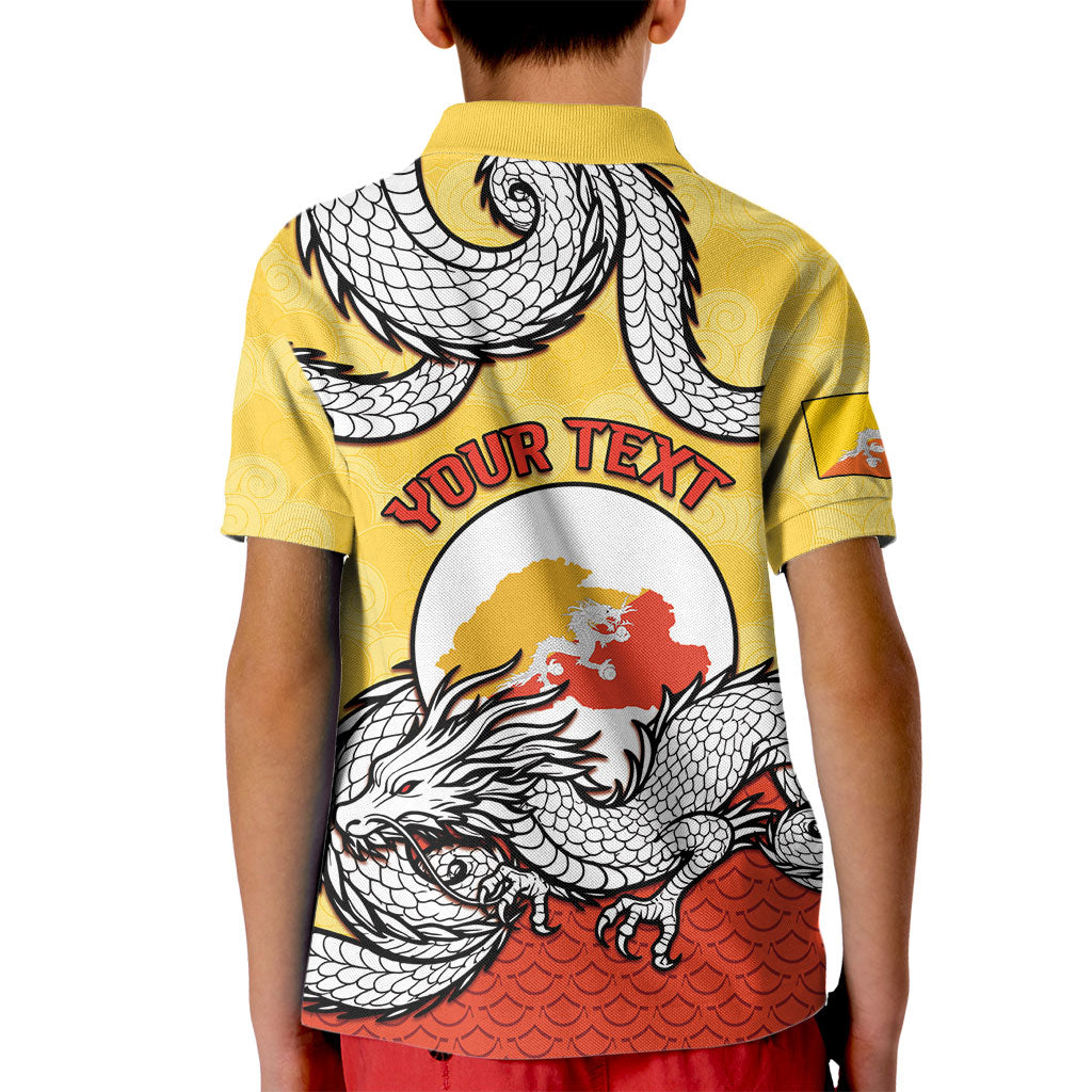 Personalized Bhutan Kid Polo Shirt Druk Thunder Dragon Pattern