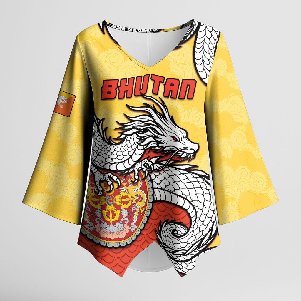 Personalized Bhutan Kimono Sleeve Blouse Druk Thunder Dragon Pattern