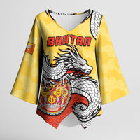Personalized Bhutan Kimono Sleeve Blouse Druk Thunder Dragon Pattern