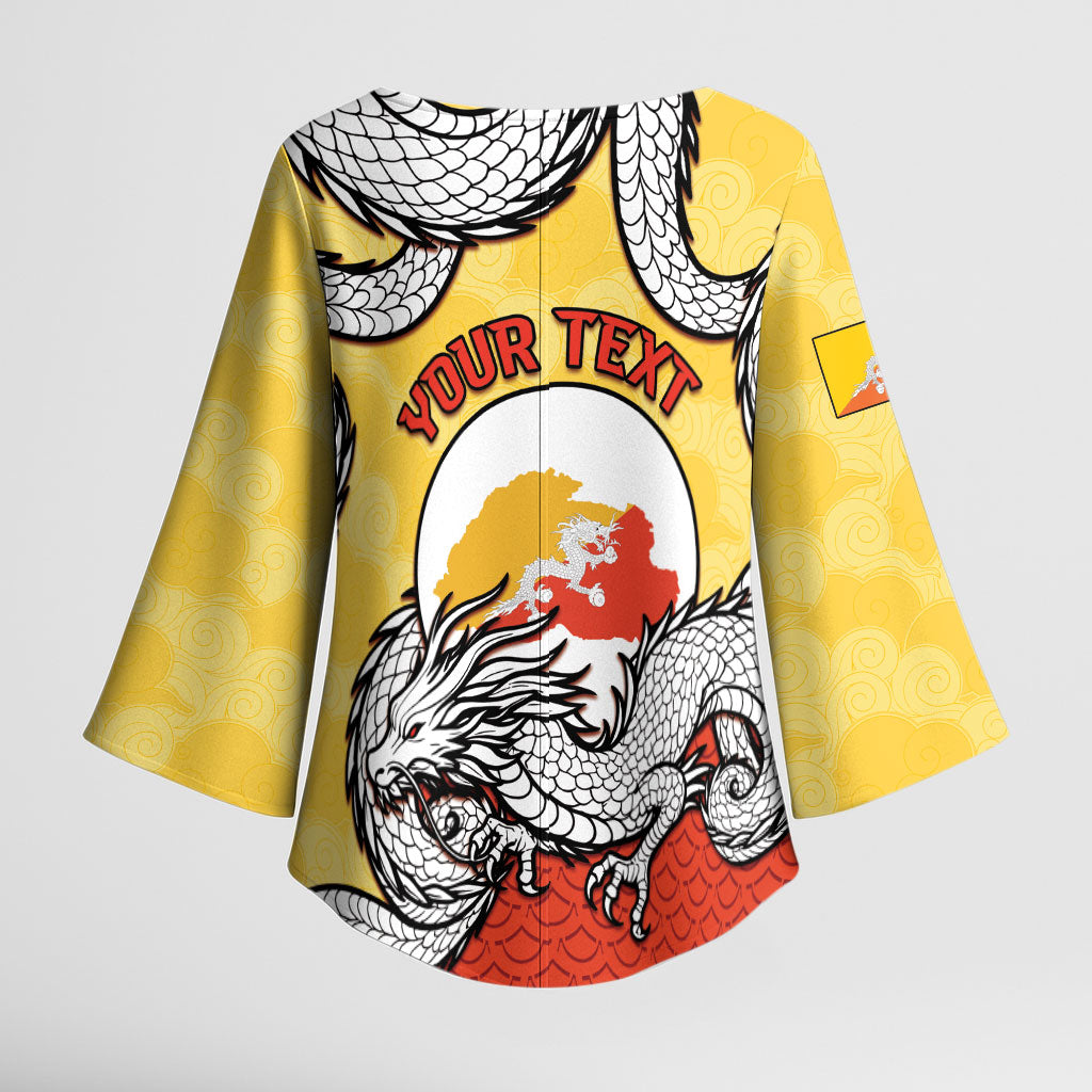 Personalized Bhutan Kimono Sleeve Blouse Druk Thunder Dragon Pattern