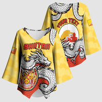 Personalized Bhutan Kimono Sleeve Blouse Druk Thunder Dragon Pattern