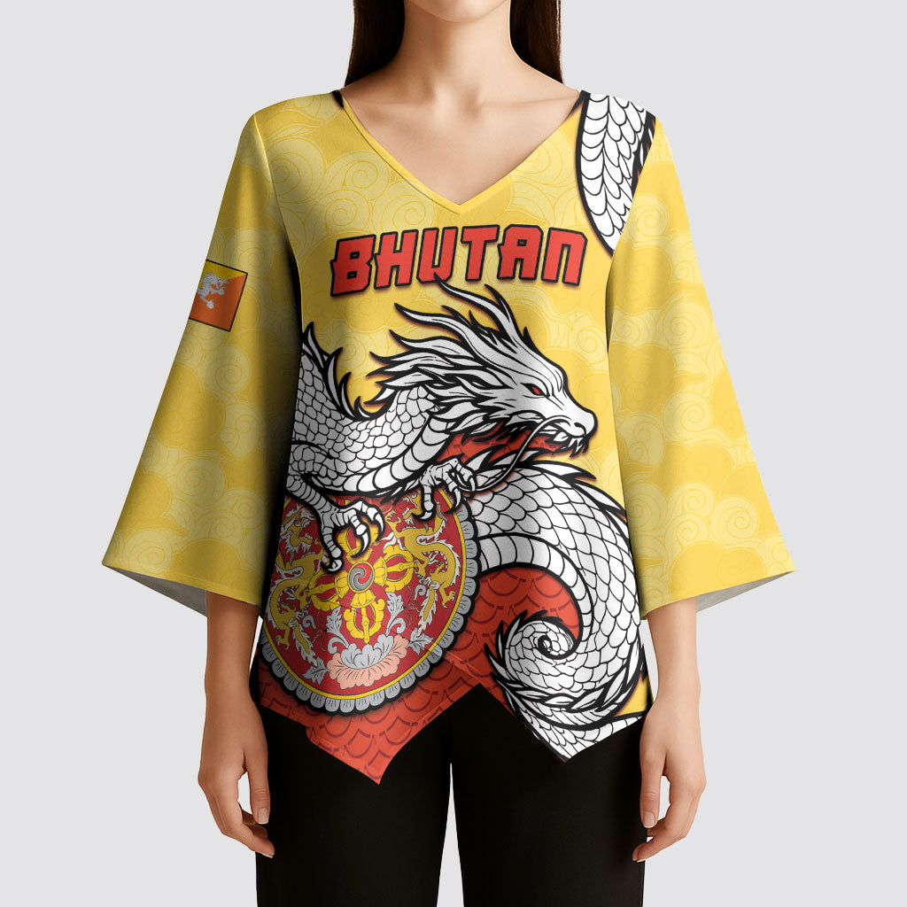 Personalized Bhutan Kimono Sleeve Blouse Druk Thunder Dragon Pattern