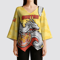 Personalized Bhutan Kimono Sleeve Blouse Druk Thunder Dragon Pattern