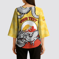 Personalized Bhutan Kimono Sleeve Blouse Druk Thunder Dragon Pattern