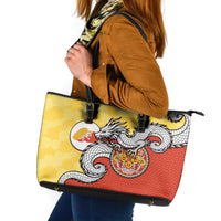 Bhutan Leather Tote Bag Druk Thunder Dragon Pattern