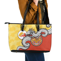Bhutan Leather Tote Bag Druk Thunder Dragon Pattern
