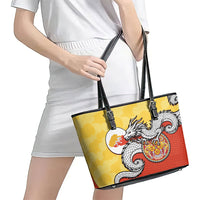 Bhutan Leather Tote Bag Druk Thunder Dragon Pattern