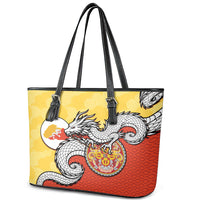 Bhutan Leather Tote Bag Druk Thunder Dragon Pattern