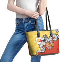 Bhutan Leather Tote Bag Druk Thunder Dragon Pattern