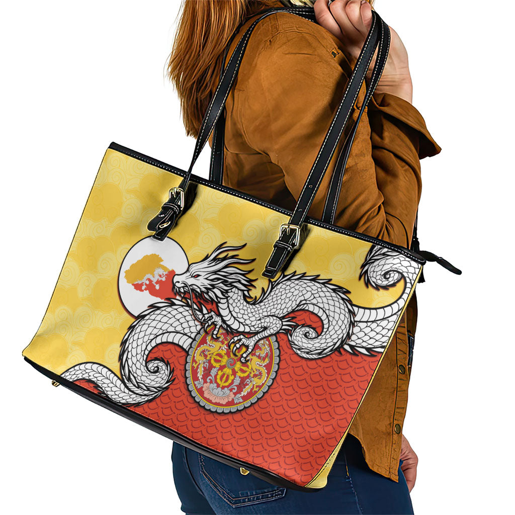 Bhutan Leather Tote Bag Druk Thunder Dragon Pattern