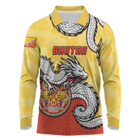 Personalized Bhutan Long Sleeve Polo Shirt Druk Thunder Dragon Pattern