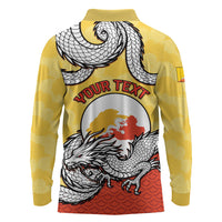 Personalized Bhutan Long Sleeve Polo Shirt Druk Thunder Dragon Pattern