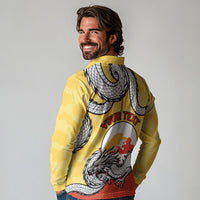 Personalized Bhutan Long Sleeve Polo Shirt Druk Thunder Dragon Pattern