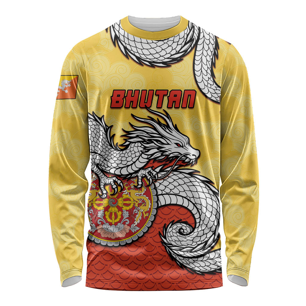 Personalized Bhutan Long Sleeve Shirt Druk Thunder Dragon Pattern