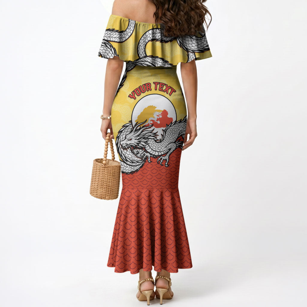 Personalized Bhutan Mermaid Dress Druk Thunder Dragon Pattern