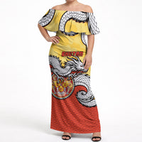 Personalized Bhutan Off Shoulder Maxi Dress Druk Thunder Dragon Pattern