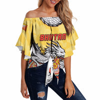 Personalized Bhutan Off Shoulder Wrap Waist Top Druk Thunder Dragon Pattern