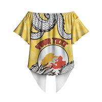 Personalized Bhutan Off Shoulder Wrap Waist Top Druk Thunder Dragon Pattern