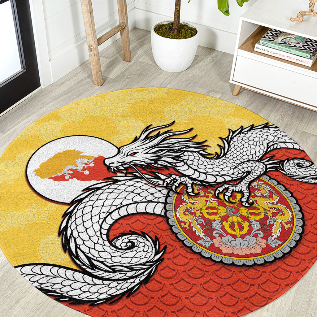 Bhutan Round Carpet Druk Thunder Dragon Pattern