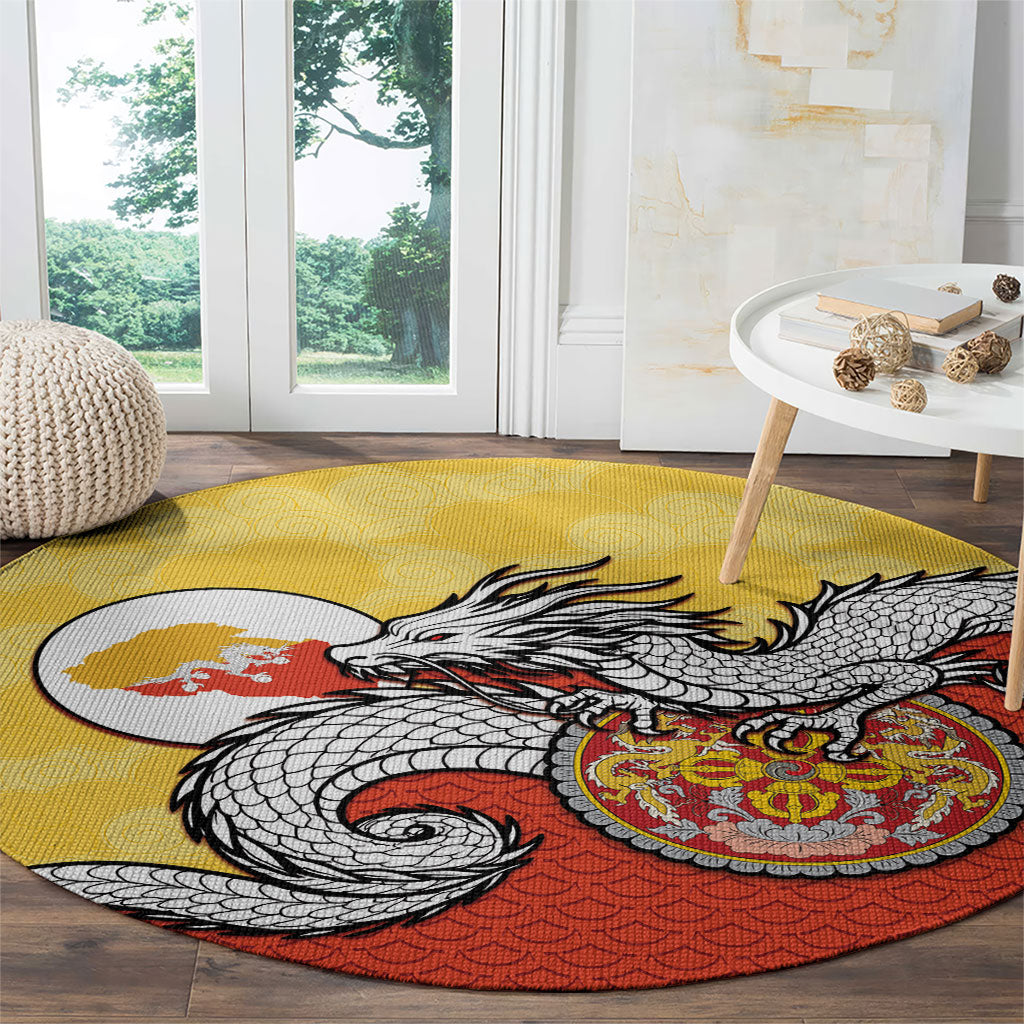 Bhutan Round Carpet Druk Thunder Dragon Pattern