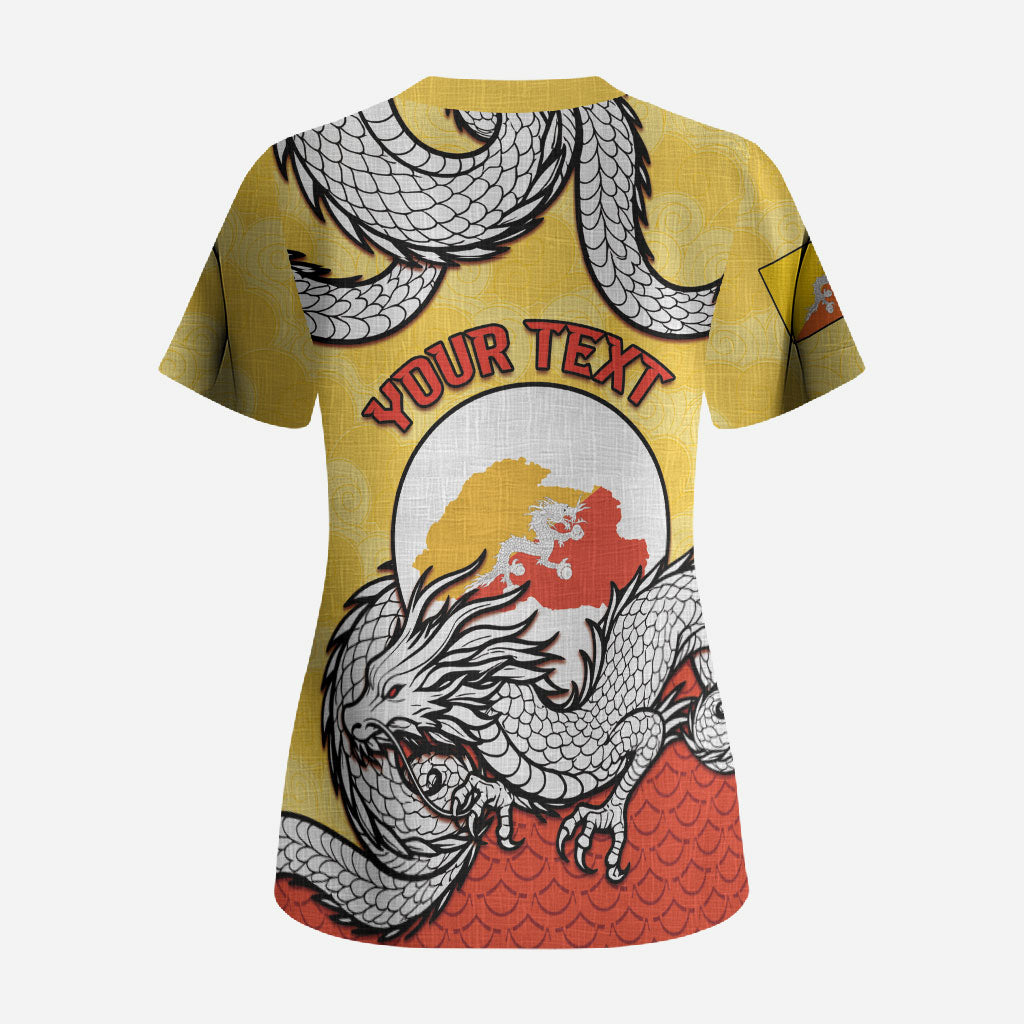 Personalized Bhutan Scrub Top Druk Thunder Dragon Pattern