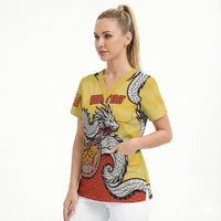 Personalized Bhutan Scrub Top Druk Thunder Dragon Pattern