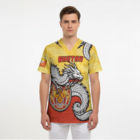 Personalized Bhutan Scrub Top Druk Thunder Dragon Pattern