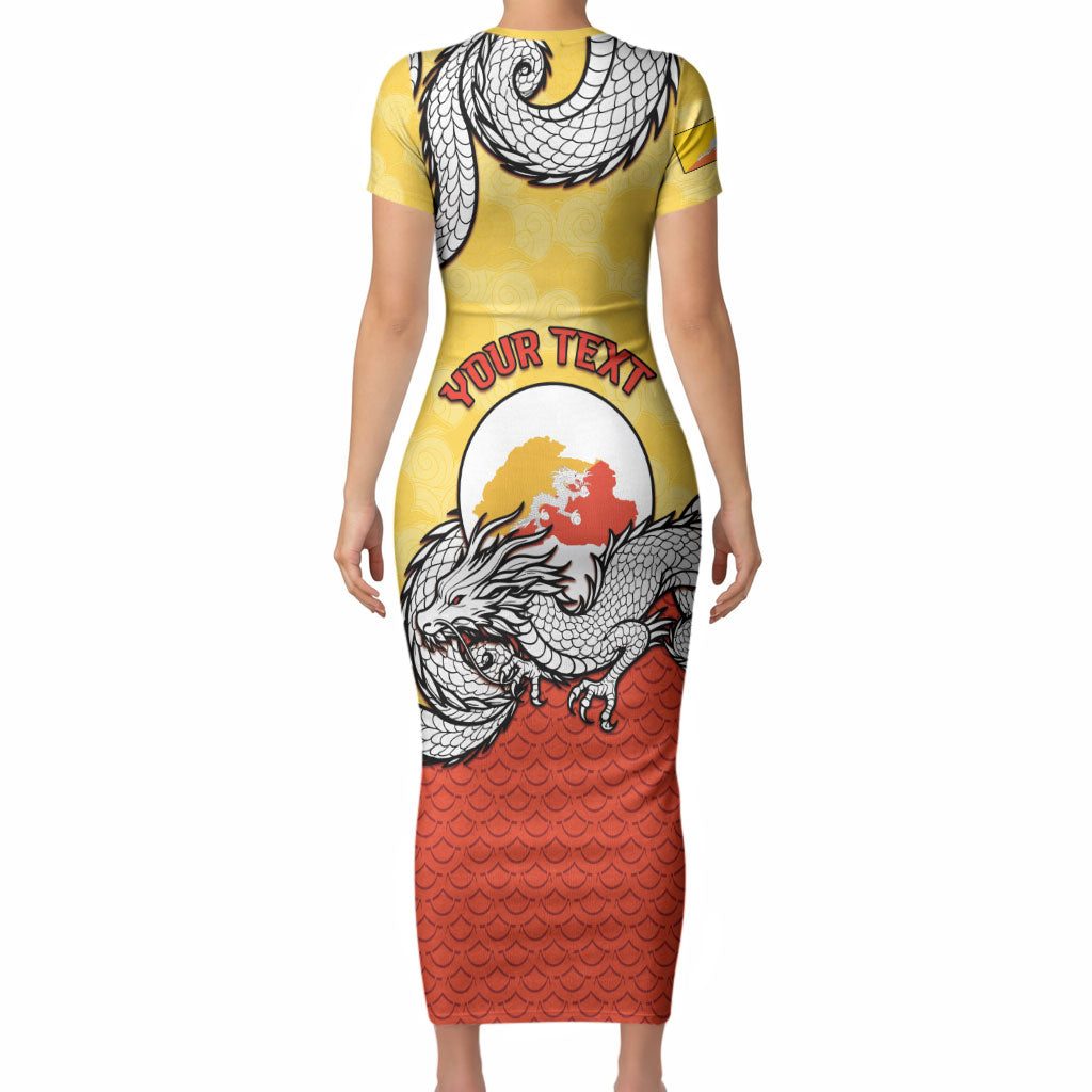 Personalized Bhutan Short Sleeve Bodycon Dress Druk Thunder Dragon Pattern