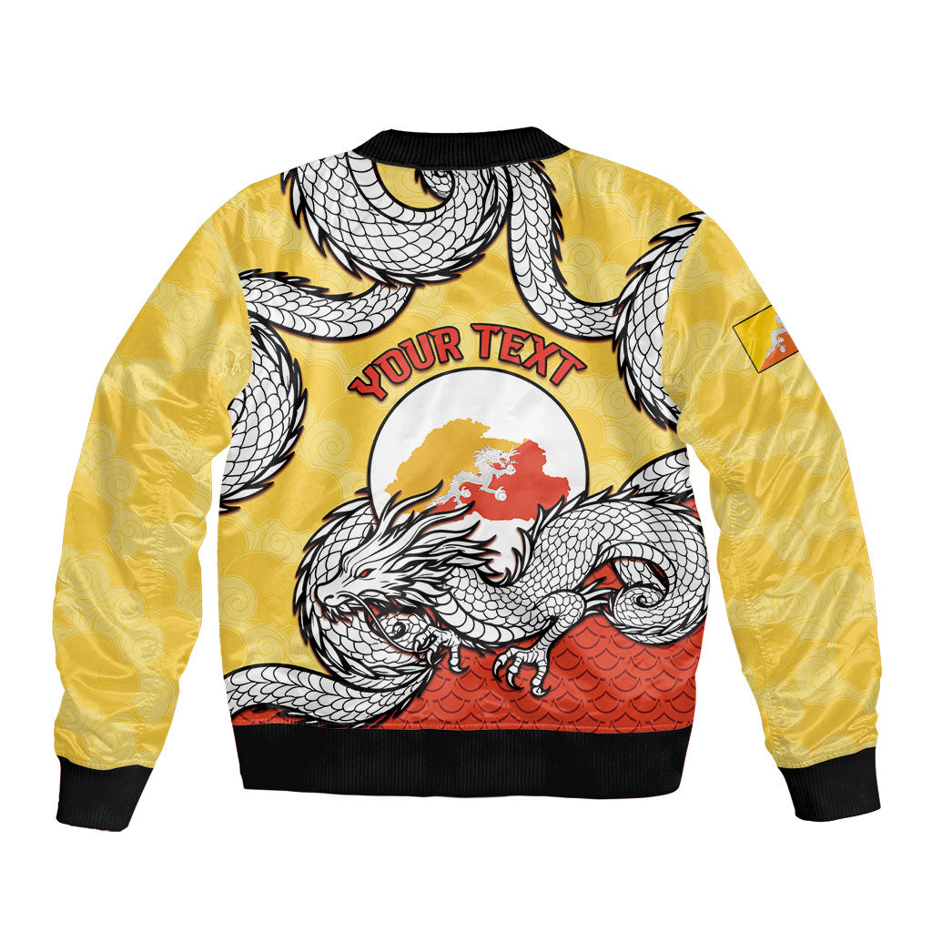 Personalized Bhutan Sleeve Zip Bomber Jacket Druk Thunder Dragon Pattern